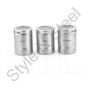Premium Stainless Steel Storage <b>Jars</b> <b>Airtight</b> Glass Lid Food Storage & Container Canister Set 2 Set - Product Image 2