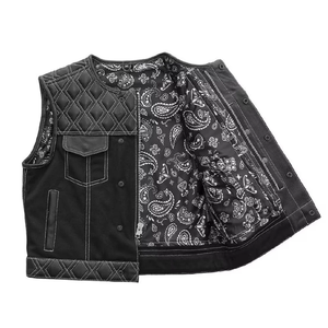 Veste de club de motards SOA en denim et cuir pour hommes, avec rembourrage en diamant et poches pour armes à feu, vêtements de sport pour adultes pour l'équitation - Product Image 6