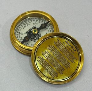 Brújula Náutica Hecha a Mano, Brújula Marina con Estuche de Cuero, Réplica Vintage de Latón, Poema de Robert Frost - Product Image 5