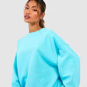 2025 Conjunto de sudadera y pantalones cortos de 2 piezas para mujer Cuello redondo para mujer con conjuntos de manga con hombros caídos - Product Image 5