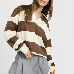 Polo de algodón a la moda, camiseta informal a rayas de manga larga para uso en exteriores, cómoda, personalizada, de Color y talla, ropa activa - Product Image 3