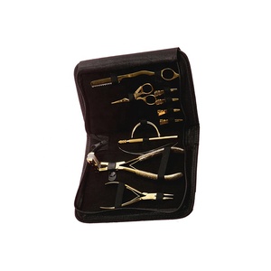 Ensemble professionnel d'outils pour extensions de cheveux en acier inoxydable argenté : Pince à extensions, ciseaux et aiguilles à crochet - Product Image 4
