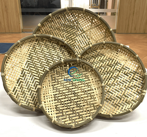 Classic Style Handwoven Eco-Friendly <b>Bamboo</b> Tray Best Supplier Vietnam Environmentally Friendly Basket <b>Bamboo</b> <b>Crafts</b> - Product Image 5