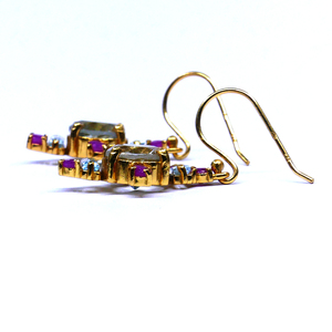 Wedding Wear Classic Gold Plated 925 Sterling Silver <b>Aquamarine</b> Green Amethyst Ruby Gemstones Charm Ladies <b>Earrings</b> - Product Image 5