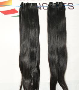 Couleur brune naturelle vierge brute faisceau droit cheveux vierges 100% extensions de cheveux humains indiens temple de tissage non transformés - Product Image 2