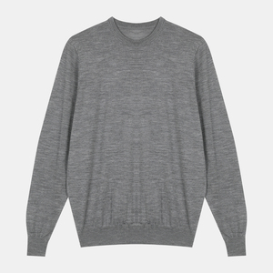 Otoño Invierno personalizado hombres cuello redondo transpirable Melange 100% suéter de lana merino cuello redondo Jersey de punto Jerséis suéteres - Product Image 1