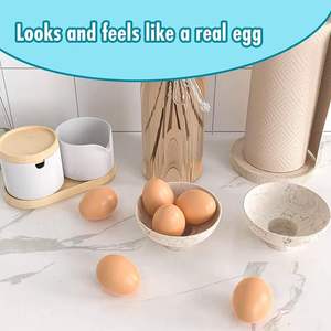 4 Œufs en bois pour poules | Œufs artificiels pour poules pondeuses en poulailler et à la ferme - Product Image 3