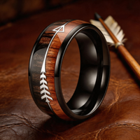 Bague d'éternité unisexe JLM professionnelle en acier inoxydable grain de bois argenté, bijou de mode pour mariage, cadeau