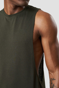 Breathable Plus Size Men's Olive Green Sleeveless Tank <b>Top</b> O-Neck Solid Color Breathable Knitted Casual Workout Wear - Product Image 6