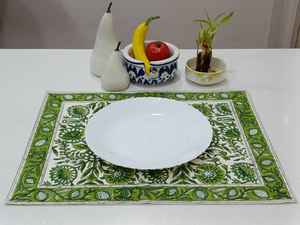 Napperon de Table Greca de haute qualité ensemble de serviettes 100% coton bloc à la main imprimé Style moderne 6 pièces 13 ''x 19'' / 18 ''x 18'' pour les mariages - Product Image 2