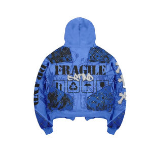 Mens Vintage Washed Hoodies Heavyweight Cotton Blended Acid Washed <b>Zip</b> <b>up</b> Hoodies 3D Puff Printing Zipper <b>Hoodie</b> - Product Image 6