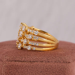 10K oro amarillo estilo clásico corte redondo laboratorio cultivado diamante boda banda redonda moda mujer moda anillo perfecto - Product Image 2