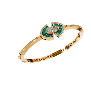 14k Gold <b>Fine</b> Luxury <b>Bangle</b> with Emerald and Natural Diamond Wedding Occasion Jewelry for Women OEM ODM Manufacturer in India - Product Image 6