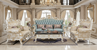 Rustikales amerikanisches Vintage-Holzsofa-Set mit getuftetem Stoff polster, klassische Wohnzimmer möbel für Landhaus