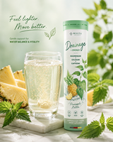 Comprimés effervescents électrolytiques OEM pour adultes à l'ananas et aux feuilles de marron, supplément bien-être pour l'hydratation et le drainage, enrichi en magnésium et calcium