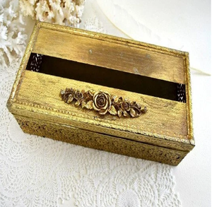 Golden Luxurious Royal Metal <b>Tissue</b> Holder With Stones, Rectangular Napkin Storage Box Metal Napkin Holder <b>Facial</b> <b>Tissue</b> Holders - Product Image 4