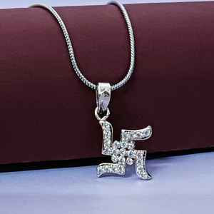 Pendentif Chaîne Collier Inde Hindou Dieu Symbole Spirituel Bonne Chance CZ Bijoux Cadeau pour Hommes Femmes - Product Image 1