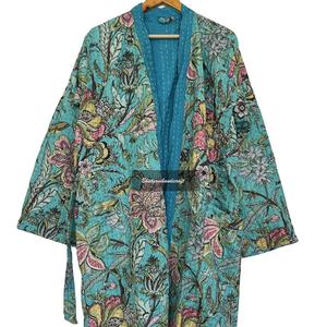 Robe Kantha imprimée papillon, veste matelassée Kantha, veste d'hiver, manteau femme, robe de chambre, robe d'été - Product Image 1