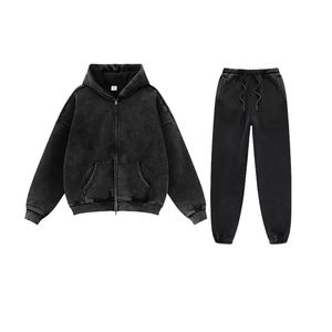 Survêtements de haute qualité, ensemble de sweat-shirts oversize pour hommes, ensemble de sweat-shirts à fermeture éclair intégrale, survêtement délavé à l'acide pour hommes, fabricant Process Impex - Product Image 1