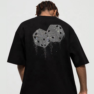 T-shirts en strass de haute qualité 2026, T-shirts personnalisés à imprimé strass, T-shirts à col rond, Fabricants de T-shirts haut de gamme, T-shirts surdimensionnés - Product Image 3