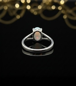 Anillo de Cóctel de Plata de Ley con Ópalo Etíope, Hecho a Mano, Engaste Vintage, Certificado por Terceros, Joyería Fina para Compromiso - Product Image 4