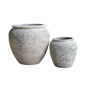 Grande jardinière d'extérieur avec texture de style bouillant, pot en céramique fait à la main finition rustique, vente en gros bon marché de l'usine OEM ODM - Product Image 1