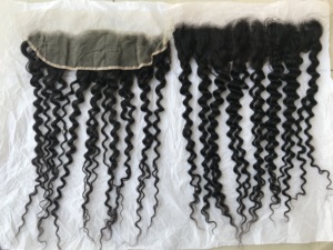 Extension de cheveux humains indiens vierges avec traitement à la vapeur, Deep Wave, frontal en dentelle transparente 13x4, provenant d'un fournisseur indien, noire, pour femmes - Product Image 6