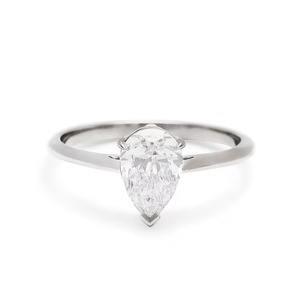 Bague de fiançailles solitaire en or massif 14 carats avec diamants de laboratoire F-VS2, taille poire, sertie à griffes, cadeau d'anniversaire de mariage - Product Image 3