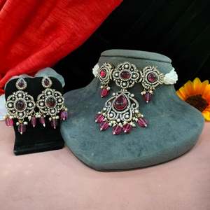 ชุดโชคเกอร์แฟชั่นที่ได้รับแรงบันดาลใจจากวิคตอเรียพร้อมสร้อยเพทายไข่มุกเพชรมอยส์ซอไนต์สร้อยคอสไตล์วินเทจสำหรับผู้หญิงของขวัญสำหรับผู้หญิง - Product Image 6