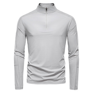 Chất Lượng Cao 180gsm 85% Polyester 15% Spandex Quý Zip Activewear Top Chạy Đào Tạo Áo Thun Thể Thao Tập Thể Dục Phòng Tập Thể Dục Áo Sơ Mi - Product Image 5