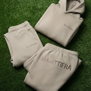 <b>Womens</b> <b>Cream</b> Beige Hoodie Tracksuit Set <b>Fleece</b> Pullover Jogger Pants Matching Casual Activewear Loungewear Outfit Modern - Product Image 5