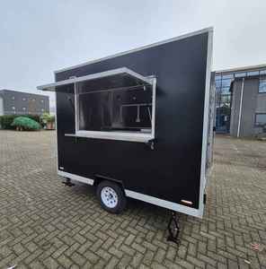 Remorque alimentaire mobile personnalisable avec barre de remorquage, camion de restauration noir, remorque de transport pour service de collations et boissons - Product Image 6