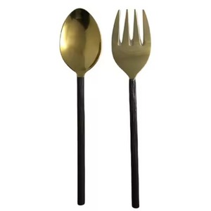 Derniers accessoires de cuisine faits à la main en acier inoxydable couverts à salade ensemble de vaisselle à poignée design en résine transparente - Product Image 3