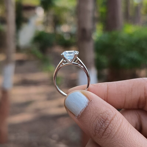 2.5CT Asscher Cut Original Moissanite Solitario Compromiso Anillo de bodas 14K Chapado en oro Doble garra Puntas Elegantes Anillos finos - Product Image 3