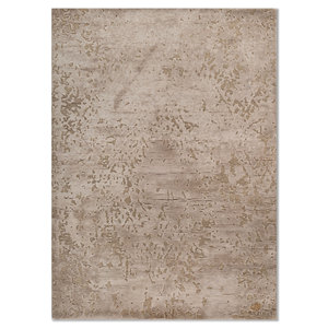 Alfombra Kavi Ivory de Lana y Seda de Bambú Anudada a Mano con Patrón Abstracto para Decoración del Hogar, Sala de Estar, Pasillo, Tamaño 9x12, Proyecto Error Esk-662 - Product Image 1