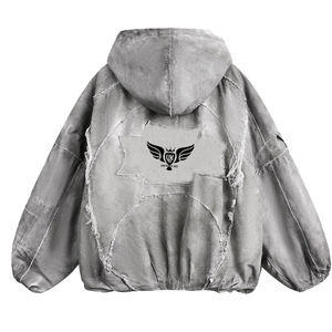 แจ็กเก็ตมีฮู้ดขนแกะแบบปะติดมีฮู้ดผ้าหนาโอเวอร์ไซส์สำหรับฤดูหนาว - Product Image 2