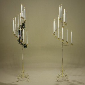 Candelabro de hierro antiguo con forma de Menorah, soporte de vela de lujo único, estándar - Product Image 5