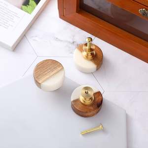 Wood And White Marble Drawer Knob Decorative Cabinet Furniture Hardware Elegant Natural Modern Design Wholesale - Product Image 5