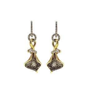 Cadeau d'anniversaire de mariage, boucles d'oreilles créoles vintage brillantes en or jaune 18 carats avec diamants naturels de haute qualité taille brillant pour femme - Product Image 1