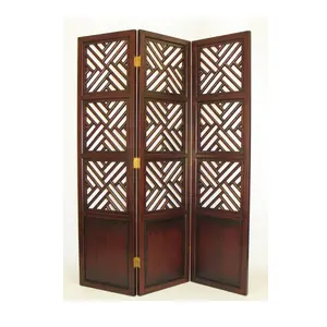 Carved Wood Three Panel Room Divider Screen With Modern Floral Design For Adding Stylish Decoration Wherever You Desire