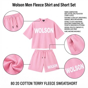 Conjunto de Camiseta y Pantalones Cortos de Forro Polar para Hombre con Logotipo Personalizado, Ropa Deportiva Cómoda de Dos Piezas para Gimnasio, Correr, Entrenamiento y Actividades de Ocio - Product Image 6
