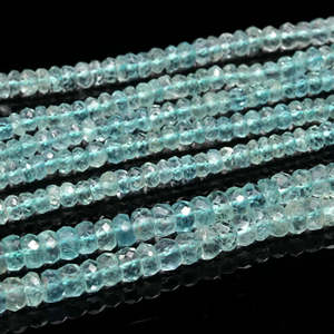 Cuentas de Aguamarina Azul Natural Premium Lustre, Facetadas, de 3.5mm, Hilo de Piedras Preciosas de 12 Pulgadas, Orificio de 0.50mm para Collar y Joyería - Product Image 1