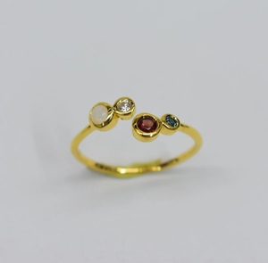 Perakende ve OEM dükkanı iç<span class=keywords><strong>in</strong></span> avustralya Opal ve Garnet sevimli düğün tarzı ile özelleştirilebilir S925 Minimalist 14K altın yüzük - Product Image 1