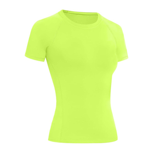 Women's <b>Neon</b> Green Short Sleeve Crew Neck T-Shirt Slim Fit Quick Dry Sporty Knitted Polyester Spring Summer Workout <b>Top</b> - Product Image 1