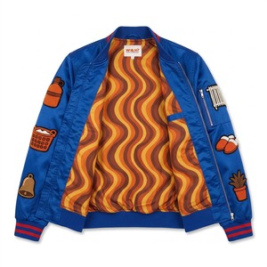 Blouson Bomber Personnalisé Homme MA-1 Satin Royal Bleu Vif Écussons Chenille Sublimation Doublure Logo Personnalisé OEM Streetwear - Product Image 3