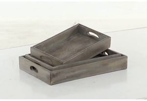 Plateau en bois de luxe de couleur noyer profond avec forme rectangulaire fonctionnelle et poignées élégantes, idéal pour un usage quotidien - Product Image 4