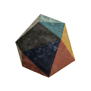 Tapis bleu en laine et viscose tufté à la main, motif géométrique, pour salon et couloir - TNQ-1104, épaisseur 10 mm, modèle rectangulaire - Product Image 1