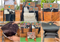 Vente en gros de nouveaux sacs à main vintage en cuir de vachette usinés à la main et pochette en cuir de vachette usinés à la main ensemble combiné de 2 pièces pour femmes
