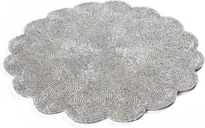 Napperon de chargeur festonné argenté perlé à la main élégant beau complément pour votre tapis et tampons perlés en verre de table de dîner - Product Image 6