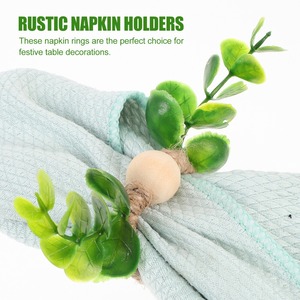 Porte-serviette rond en jute avec feuille verte pour décor de table rustique événements de mariage fêtes hôtel salle à manger accent naturel - Product Image 2